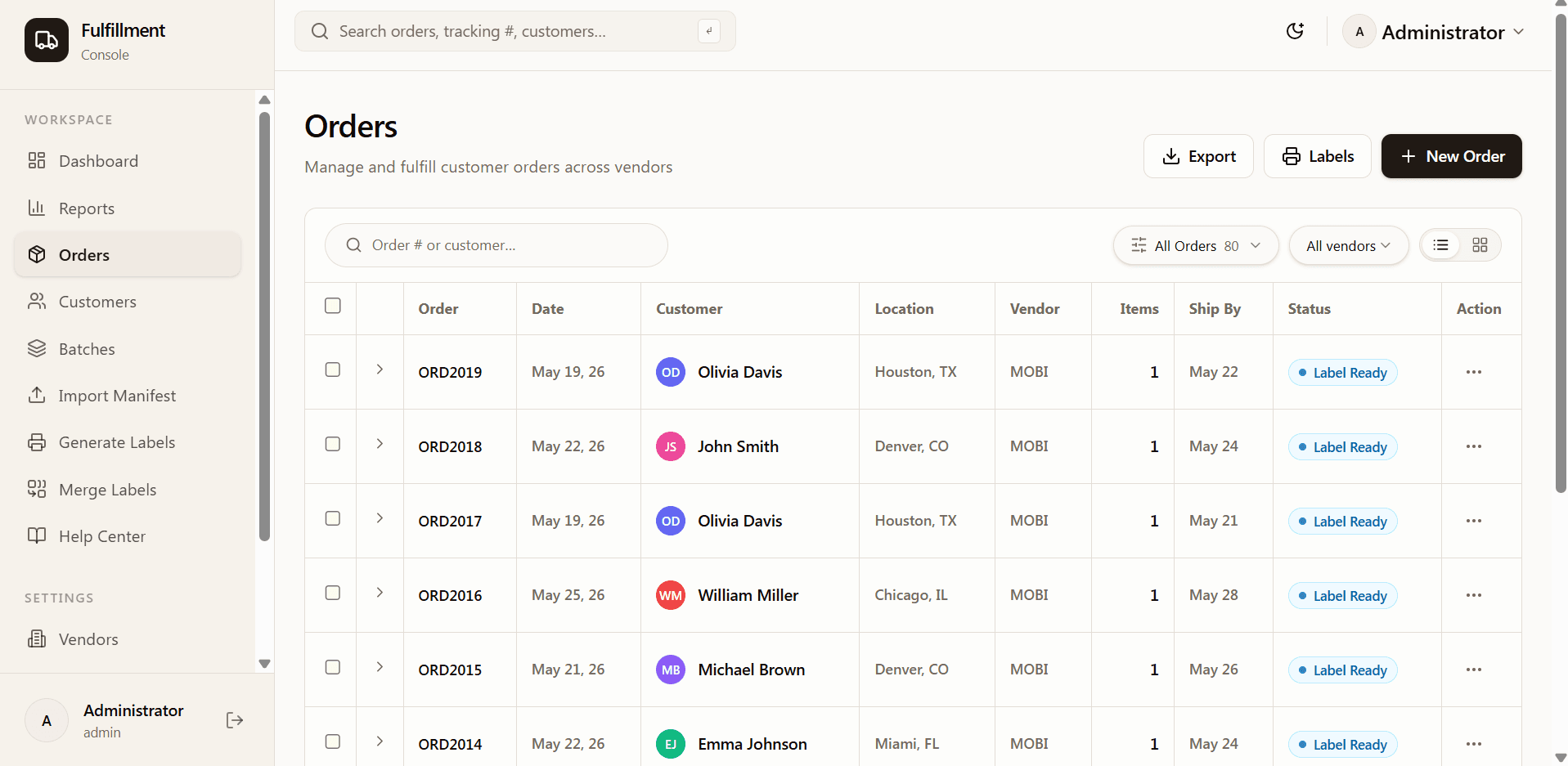 Fulfillment Order Management System